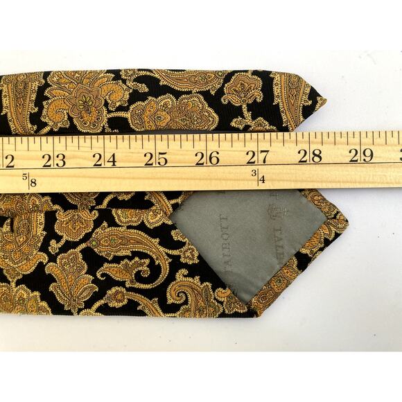 Vintage Robert Talbott Necktie Paisley 100% Silk Hand Sewn Black Gold Orange - Picture 4 of 7